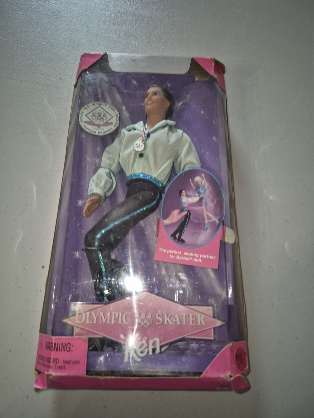 Ken Olympic Ice Skater Doll in Black & White Outfit